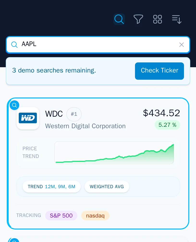 Search input showing results for a query